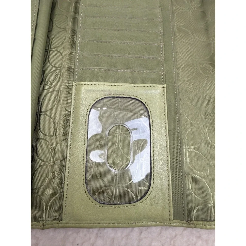 Vintage Y2K Fossil Spring Green Leather Trifold Wallet Organizer Retro 2000s